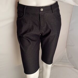 Yelete black denim look stretch cotton shorts L